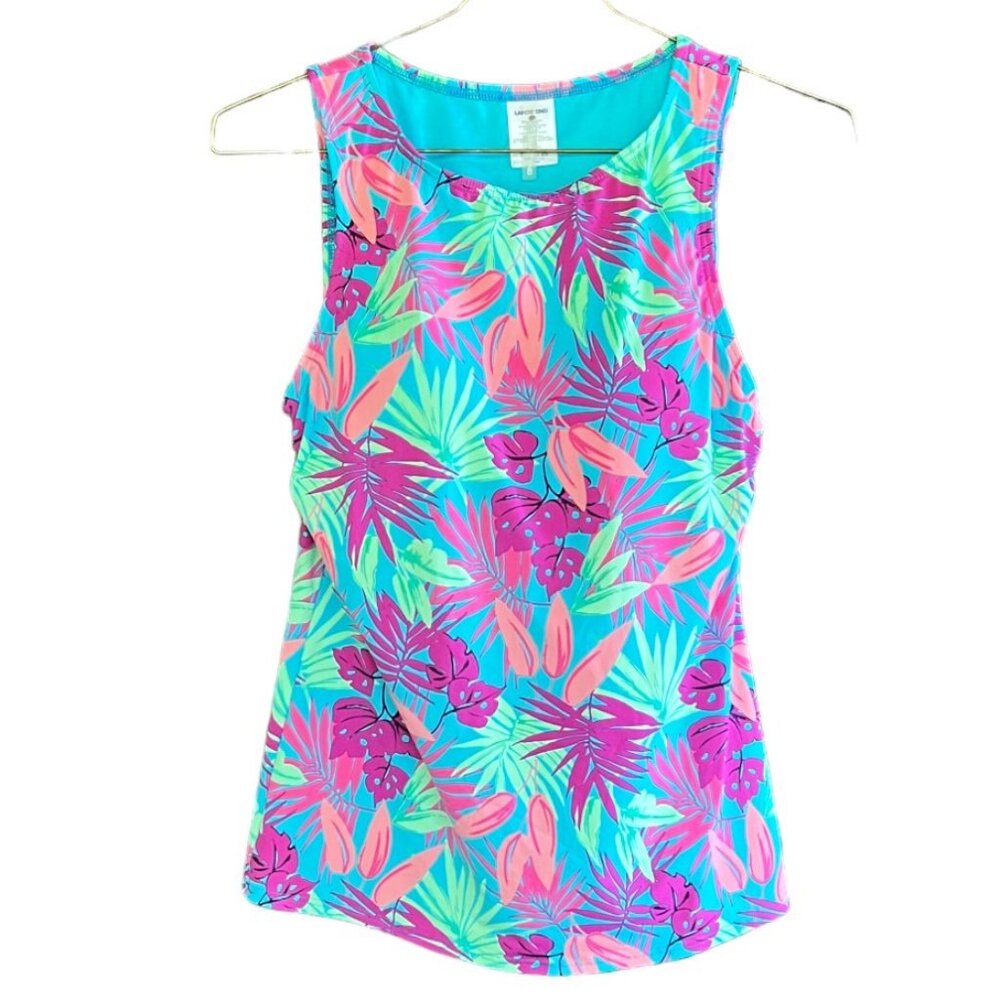 Lands' End Tropical Foliage Tankini Top, All-Around Bra with Sewn-In Soft Cups